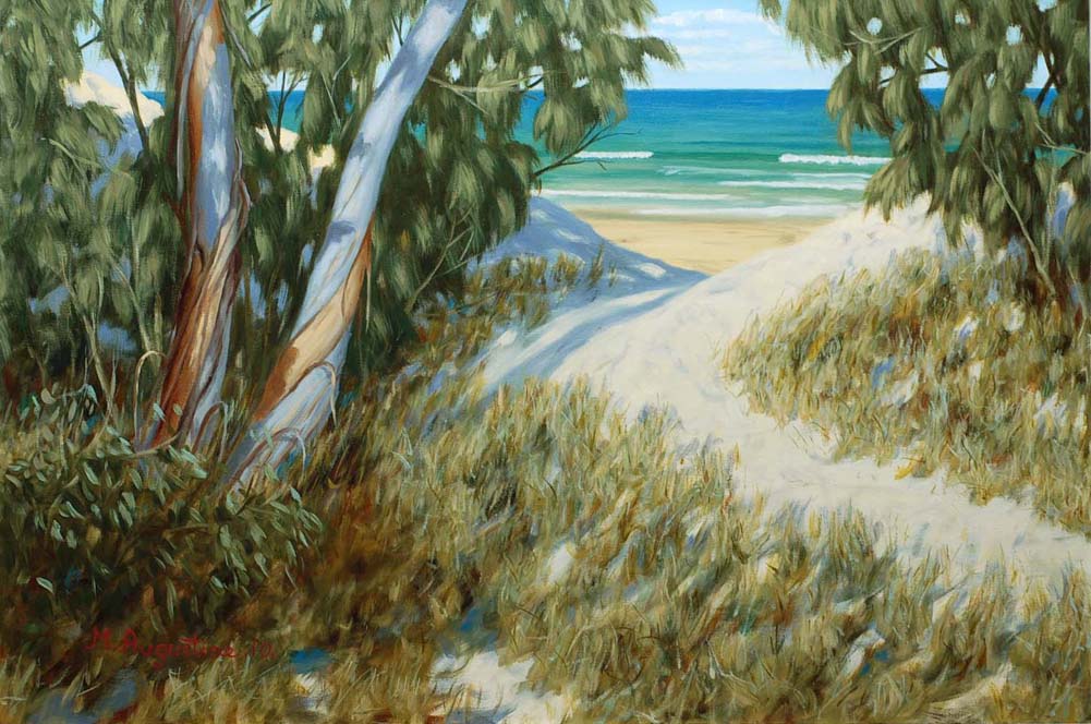 Shedding bark beach side 51x76cm Sold